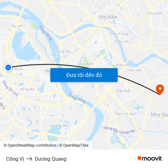 Cống Vị to Dương Quang map