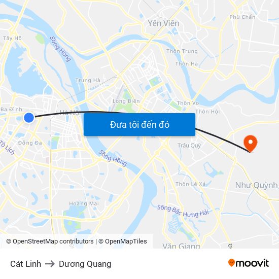 Cát Linh to Dương Quang map