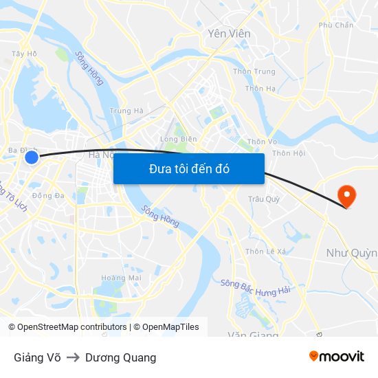 Giảng Võ to Dương Quang map