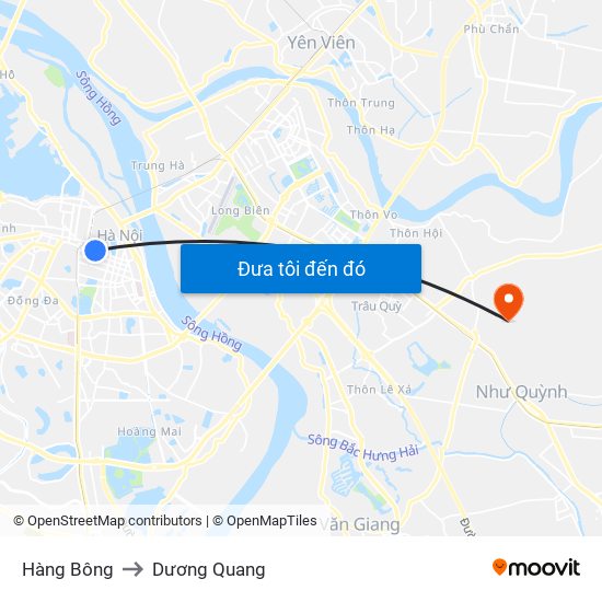 Hàng Bông to Dương Quang map