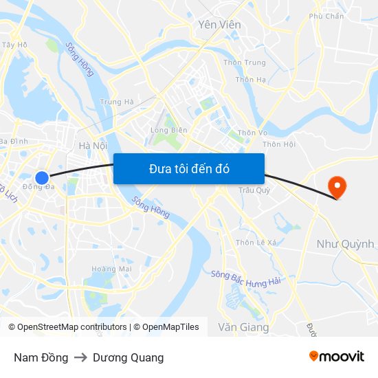 Nam Đồng to Dương Quang map