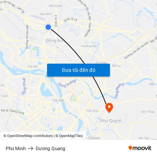 Phú Minh to Dương Quang map