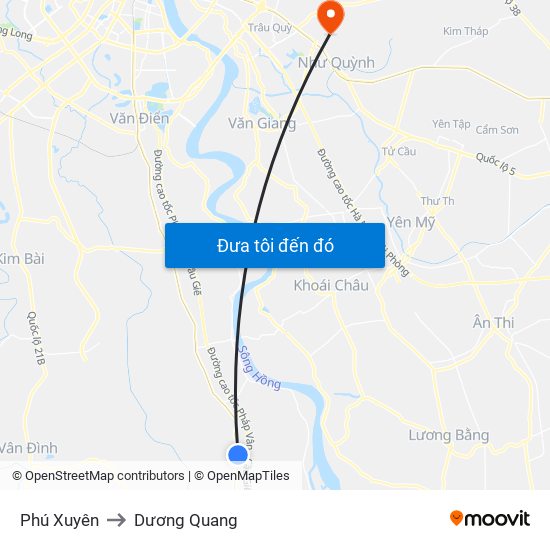 Phú Xuyên to Dương Quang map