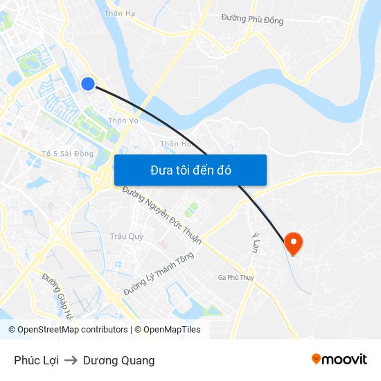 Phúc Lợi to Dương Quang map