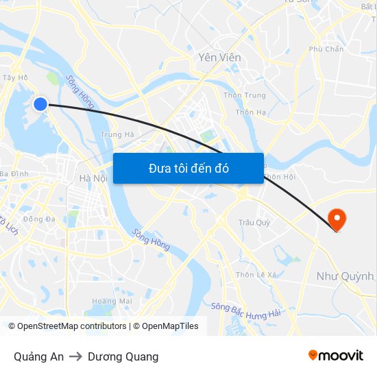 Quảng An to Dương Quang map