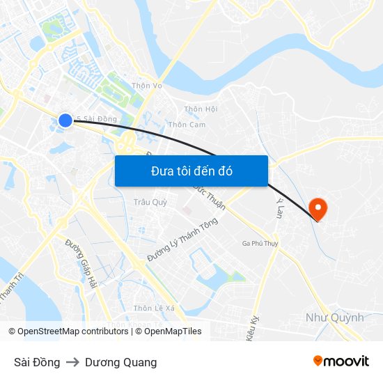 Sài Đồng to Dương Quang map