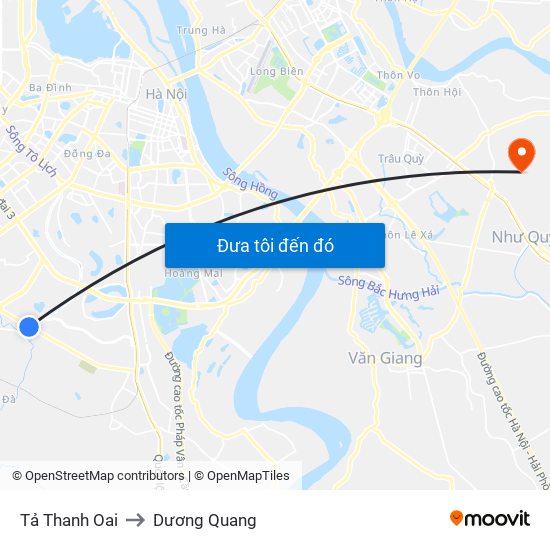 Tả Thanh Oai to Dương Quang map