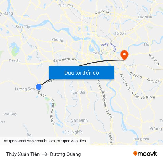 Thủy Xuân Tiên to Dương Quang map