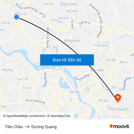 Tiền Châu to Dương Quang map