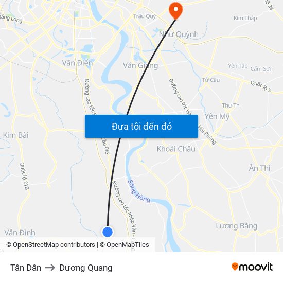 Tân Dân to Dương Quang map
