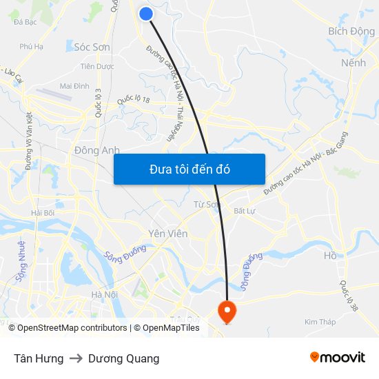 Tân Hưng to Dương Quang map