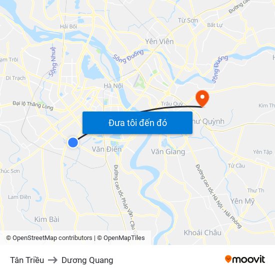 Tân Triều to Dương Quang map