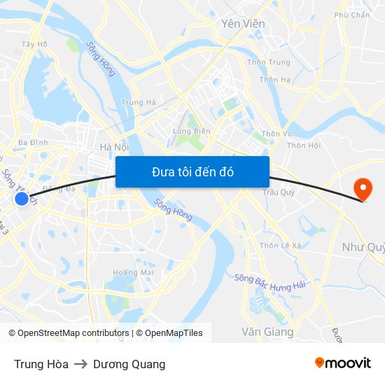 Trung Hòa to Dương Quang map