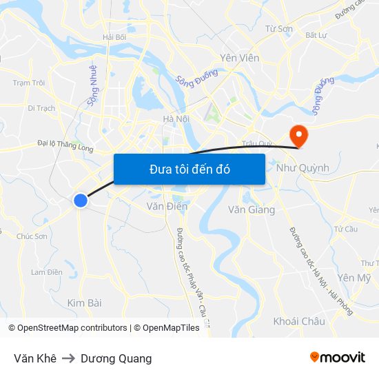 Văn Khê to Dương Quang map