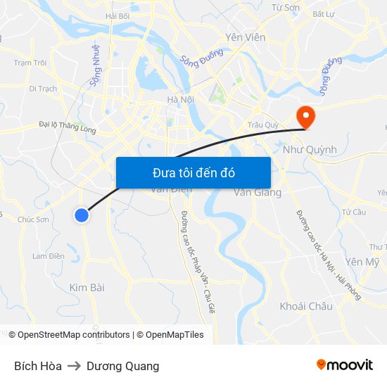 Bích Hòa to Dương Quang map