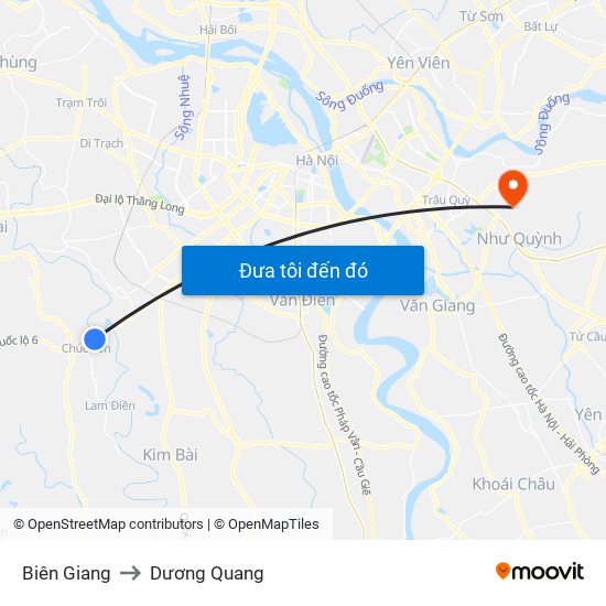 Biên Giang to Dương Quang map