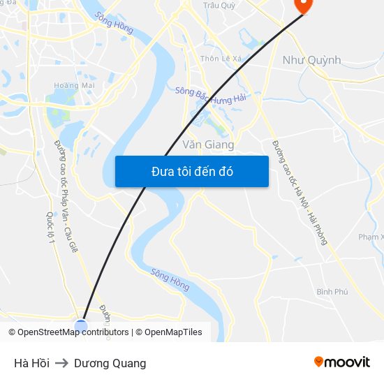 Hà Hồi to Dương Quang map