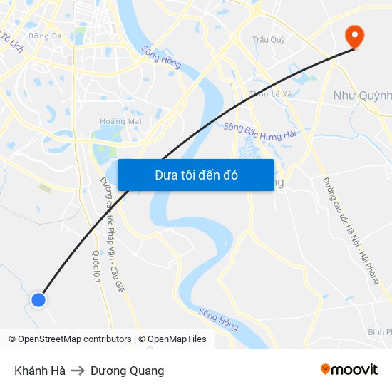 Khánh Hà to Dương Quang map