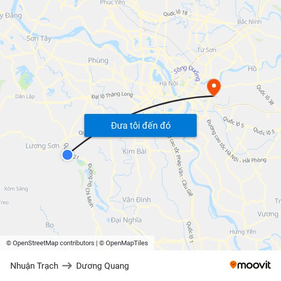 Nhuận Trạch to Dương Quang map