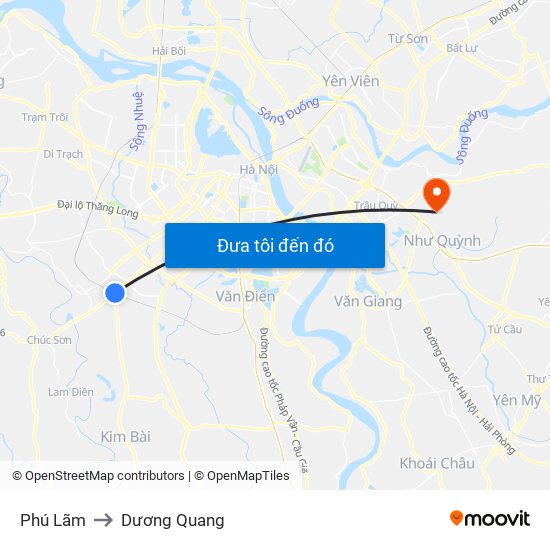 Phú Lãm to Dương Quang map