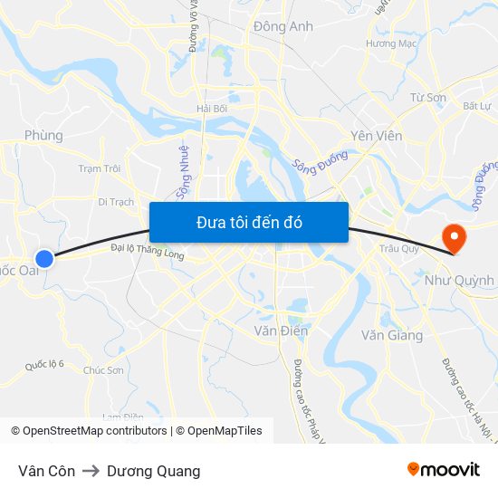 Vân Côn to Dương Quang map