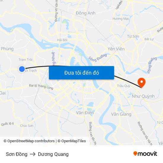 Sơn Đồng to Dương Quang map