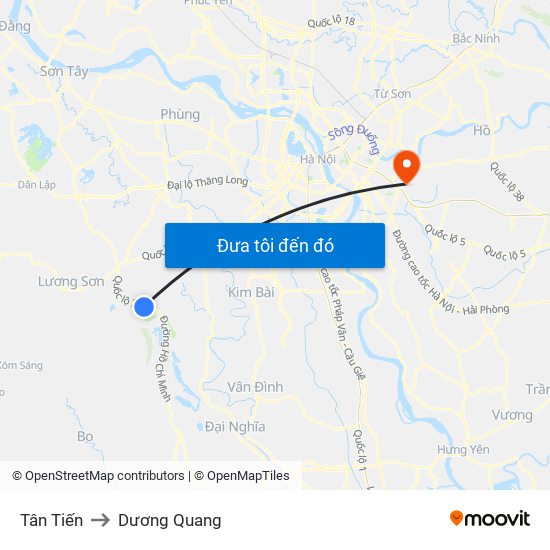 Tân Tiến to Dương Quang map