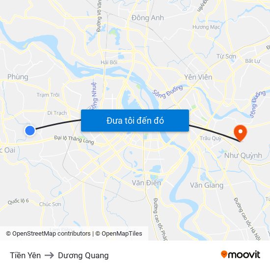 Tiền Yên to Dương Quang map