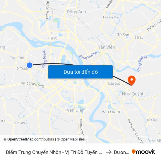 Điểm Trung Chuyển Nhổn - Vị Trí Đỗ Tuyến 20, 29, 32 (Chiều Sơn Tây - Hà Nội)- Đường 32 to Dương Quang map