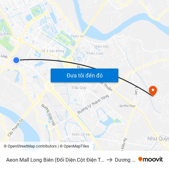 Aeon Mall Long Biên (Đối Diện Cột Điện T4a/2a-B Đường Cổ Linh) to Dương Quang map