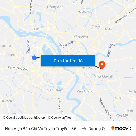 Học Viện Báo Chí Và Tuyên Truyền - 36 Xuân Thủy to Dương Quang map