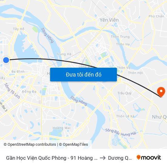 Gần Học Viện Quốc Phòng - 91 Hoàng Quốc Việt to Dương Quang map