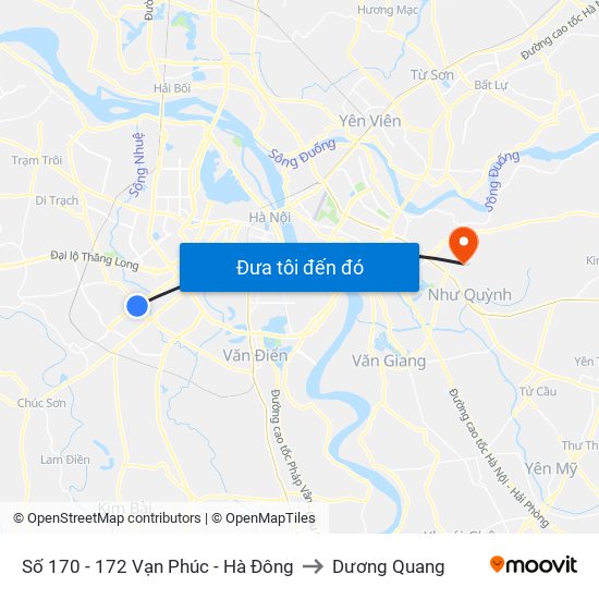 Số 170 - 172 Vạn Phúc - Hà Đông to Dương Quang map