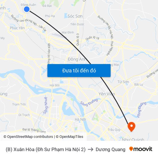 (B) Xuân Hòa (Đh Sư Phạm Hà Nội 2) to Dương Quang map