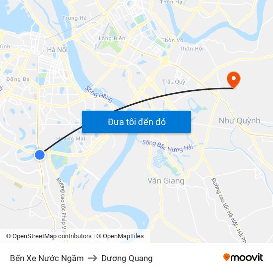 Bến Xe Nước Ngầm to Dương Quang map