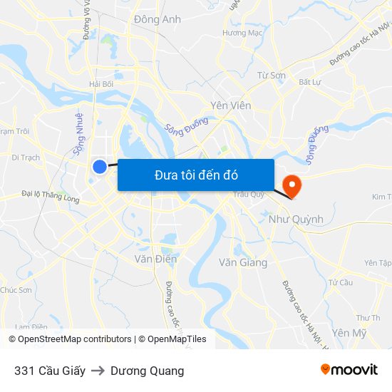 331 Cầu Giấy to Dương Quang map