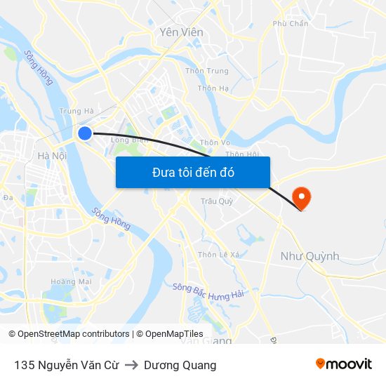 135 Nguyễn Văn Cừ to Dương Quang map