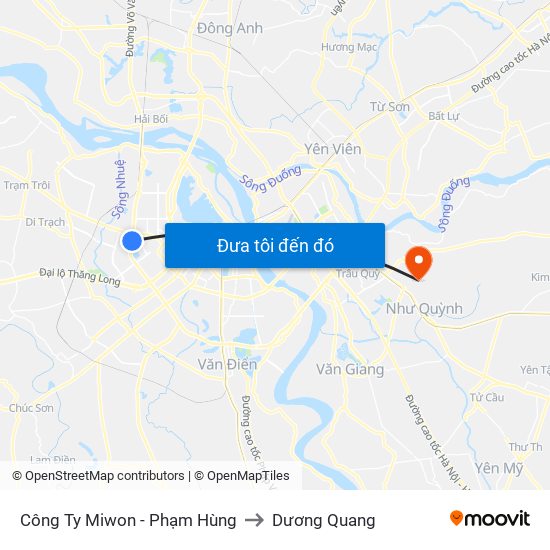 Công Ty Miwon - Phạm Hùng to Dương Quang map