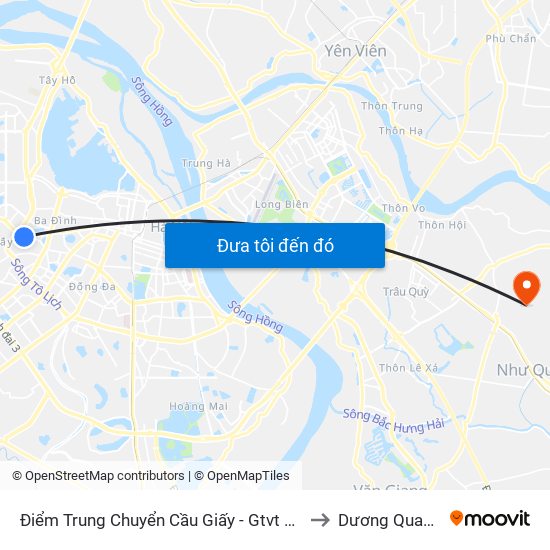 Điểm Trung Chuyển Cầu Giấy - Gtvt 02 to Dương Quang map