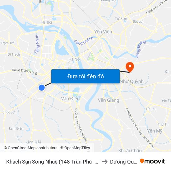 Khách Sạn Sông Nhuệ (148 Trần Phú- Hà Đông) to Dương Quang map