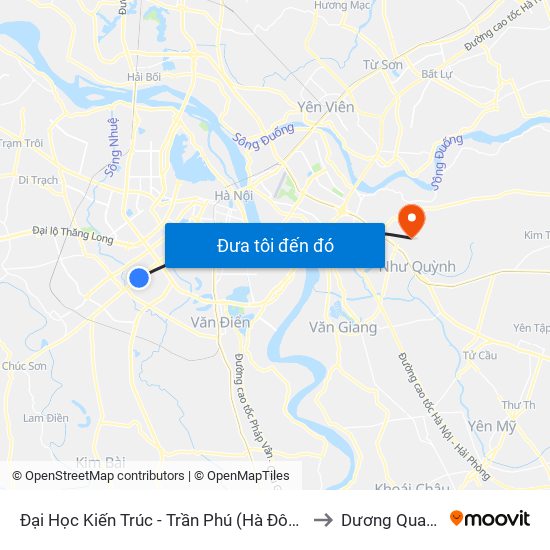 Đại Học Kiến Trúc - Trần Phú (Hà Đông) to Dương Quang map