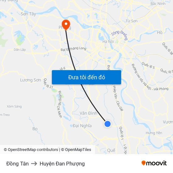 Đồng Tân to Huyện Đan Phượng map