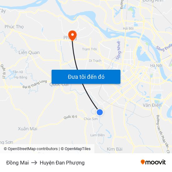 Đồng Mai to Huyện Đan Phượng map