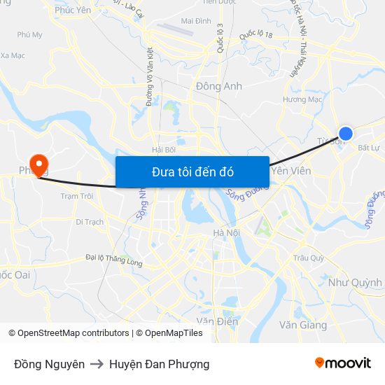 Đồng Nguyên to Huyện Đan Phượng map