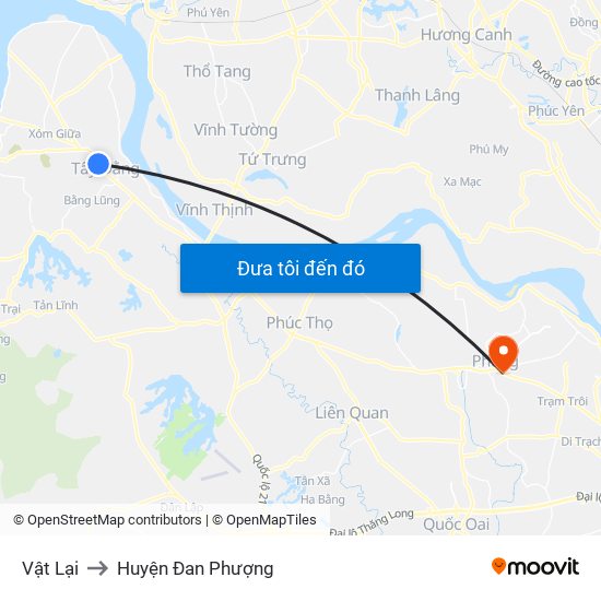 Vật Lại to Huyện Đan Phượng map