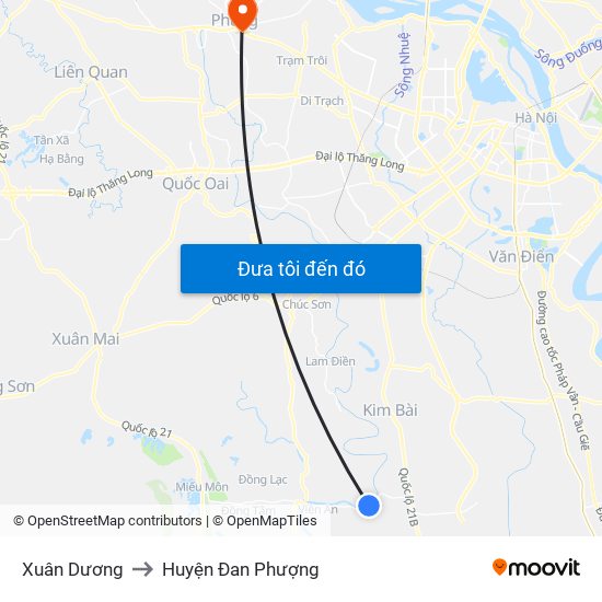 Xuân Dương to Huyện Đan Phượng map