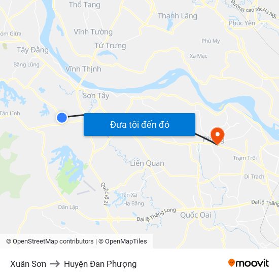 Xuân Sơn to Huyện Đan Phượng map