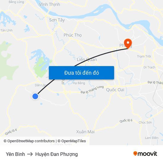 Yên Bình to Huyện Đan Phượng map