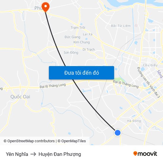 Yên Nghĩa to Huyện Đan Phượng map