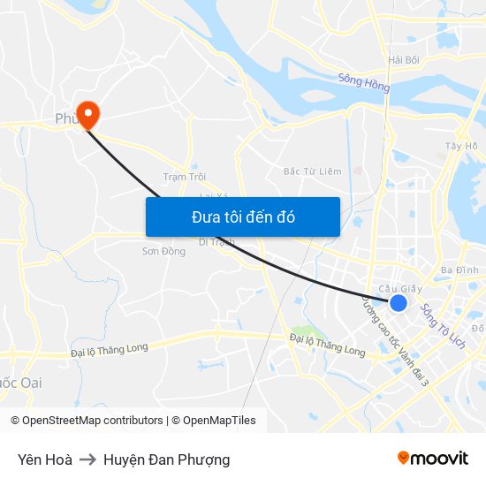 Yên Hoà to Huyện Đan Phượng map